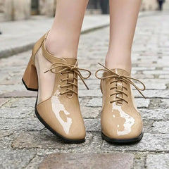【34-40】Pantofi Eleganți cu Toc Gros și Plasă – Stilează-ți ținuta de birou fără să îți transpire picioarele, chiar și la 35°C!