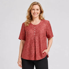 【Efect de Slăbire Vizuală】Tricou Fashion de Vară cu Guler Rotund și Croială Lejeră