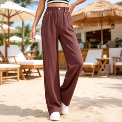 Pantaloni Largi cu Talie Înaltă – Design Elegant care Alungește Silueta