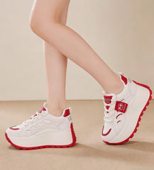Pantofi Casual Din Piele Bicolori Cu Talpă Înaltă