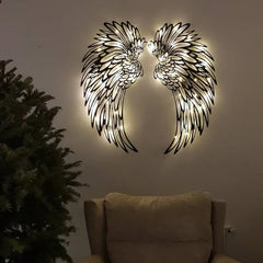 👼【30 cm】Aripi de înger cu lumini led,artă de perete din metal
