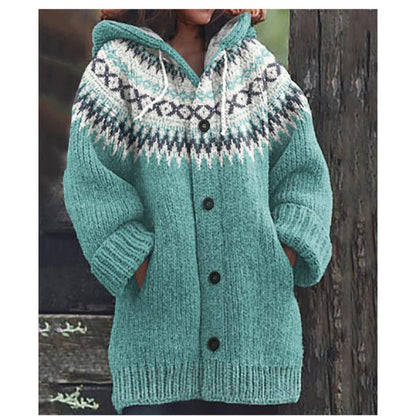 🔥【S~5XL】🔥Νέο κομψό, πολύχρωμο ρετρό μπουφάν με κουκούλα για το φθινόπωρο/χειμώνα