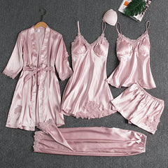 🔥【Set de Pijama】❤️Set de 5 Piese Pijamale Confortabile din Dantelă