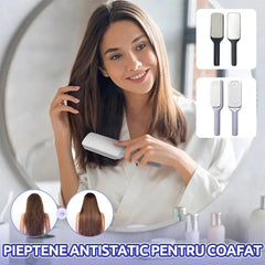 🪮 Perie de Păr cu Autocurățare Retractabilă – Adio Păr Încâlcit, Efect Antistatic și Masaj Capilar! Ofertă Limitată 1+1 GRATIS! 🌸🎁
