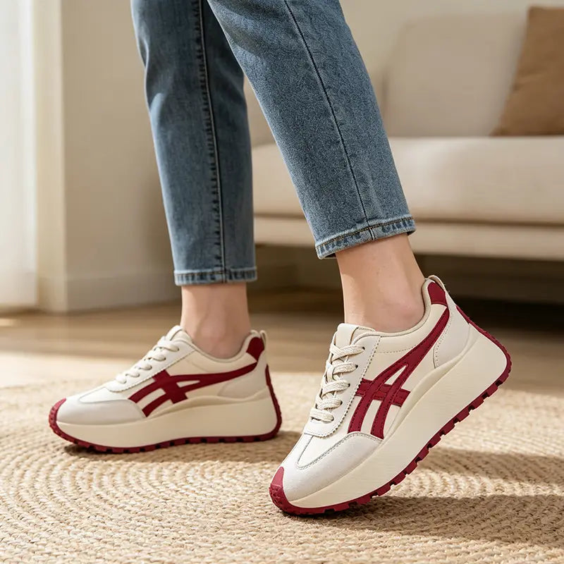 🍷 Pantofi casual moderni cu talpă groasă｜Efect de înălțare și subțiere + confort moale și elastic