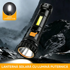 Energie Solară Nelimitată ✨ Lanternă Profesională LED Ultra-Puternică 🔦 Funcție de Power Bank & Lampă de Camping COB!