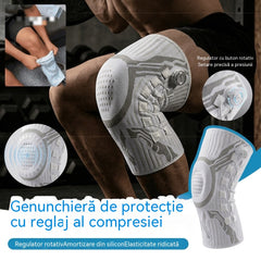 🦵🦵 Genunchiera sport compresivă cu silicon și stabilizatori cu arc pentru absorbția șocurilor, ideală pentru alergare și fitness în aer liber
