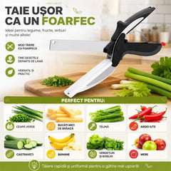 Foarfecă de Bucătărie 2 în 1 cu Tocător Integrat – Cuțit și Fund de Tocat Portabil pentru Legume, Fructe, Carne și Camping ✂️🥩