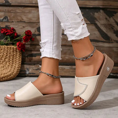👡💎 Papuci eleganți cu strasuri, din piele naturală, cu talpă tip platformă wedge