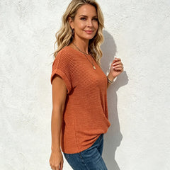 👚 tricou uni tip vafă, la modă｜subțiază vizual silueta・respirabil și confortabil ✨