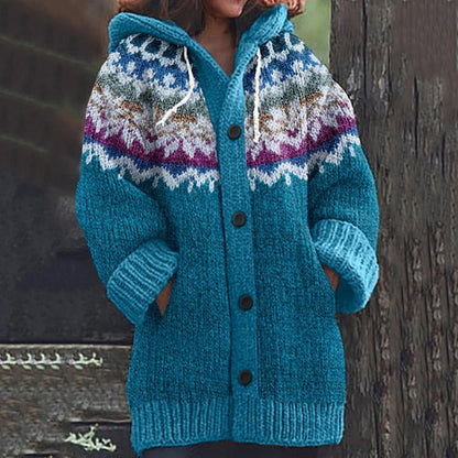 🔥【S~5XL】🔥Νέο κομψό, πολύχρωμο ρετρό μπουφάν με κουκούλα για το φθινόπωρο/χειμώνα