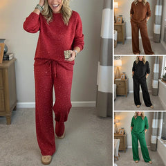 📢📢Reducere de 60%!!!🔥Set de damă din 2 piese cu pulover cu paiete și pantaloni