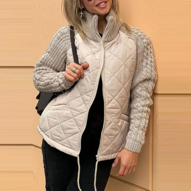 🔥💥【Vânzări mari–Curând înapoi la prețul inițial】Jachetă tricotată modernă cu guler tip tunică și combinație de țesături