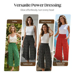 👖Pantaloni largi cu talie înaltă și imprimeu cu buline, moderni și lejeri