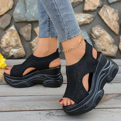 ✨Sandale de Damă cu Platformă și Mesh Aerisit – Înălțime 9.5cm, Stil Casual și Confortabil pentru Vară