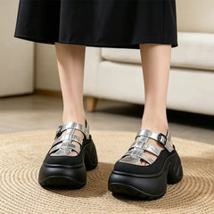 ✨Sandale cu Platformă Damă Tip Sneakers: Talpă Moale Anti-Oboseală, Amortizare și Suport pentru Arcul Piciorului, Respirabile și Ușoare