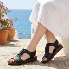 ✨ Sandale de damă din piele naturală — elegante, confortabile și cu talpă plată antiderapantă