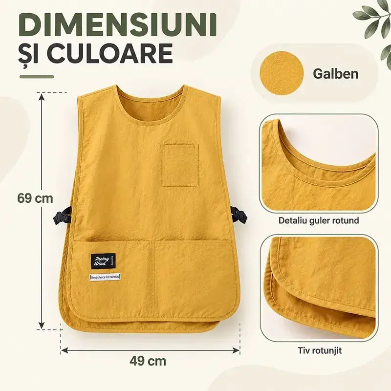 ✨ Şorţ Tip Vestă Impermeabil în Stil Japonez (5 Culori Disponibile) ☕ | 💅 Ideal pentru Saloane, Patiserii & Cafenele · Curele Reglabile · Rezistent la Pete