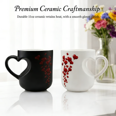 💝✨Cana ceramică de Ziua Îndrăgostiților cu inimă și mâner care își schimbă culoarea
