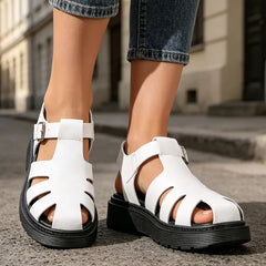 Sandale Romane Retro cu Talpă Groasă – Stil franțuzesc chic și confort maxim, disponibile până la mărimea 43!