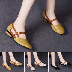 45% REDUCERE ✨🌼【Mărimi 35-41】Sandale noi din piele naturală cu vârful rotund și toc jos, 2026