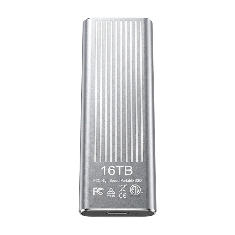 【16/64TB】Mini PSSD Extern de Mare Viteză, Hard Disk Solid Portabil din Aluminiu, Conexiune Tip-C, Design Compact Striped