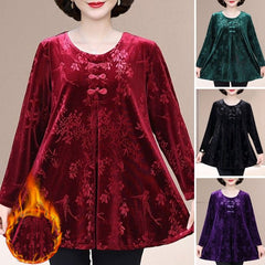 🔥【50% Reducere】🔥 Bluză nouă elegantă din catifea, cu imprimeu retro