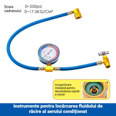 Furtun de Încărcare Freon R134a cu Manometru – Încarcă singur aerul condiționat al mașinii în 5 minute și economisește banii de service!