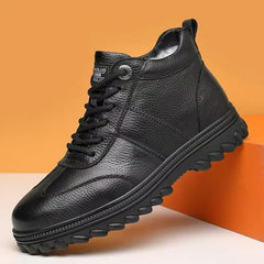 【39-44】Pantofi casual din piele pentru bărbați, de iarnă, confecționați din piele groasă și țesătură de bumbac, cu căptușeală de lână.