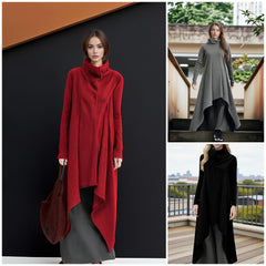 🔥【Reducere la Produs Nou – Revine la prețul inițial în curând】👗Rochie asimetrică de damă cu mâneci lungi și glugă