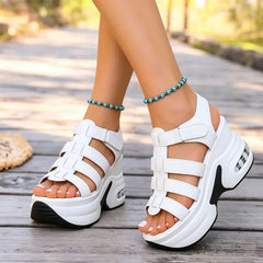 🖤⚪【Talpa cu pernă de aer oferă mai mult confort!】Sandale romane cu platformă wedge