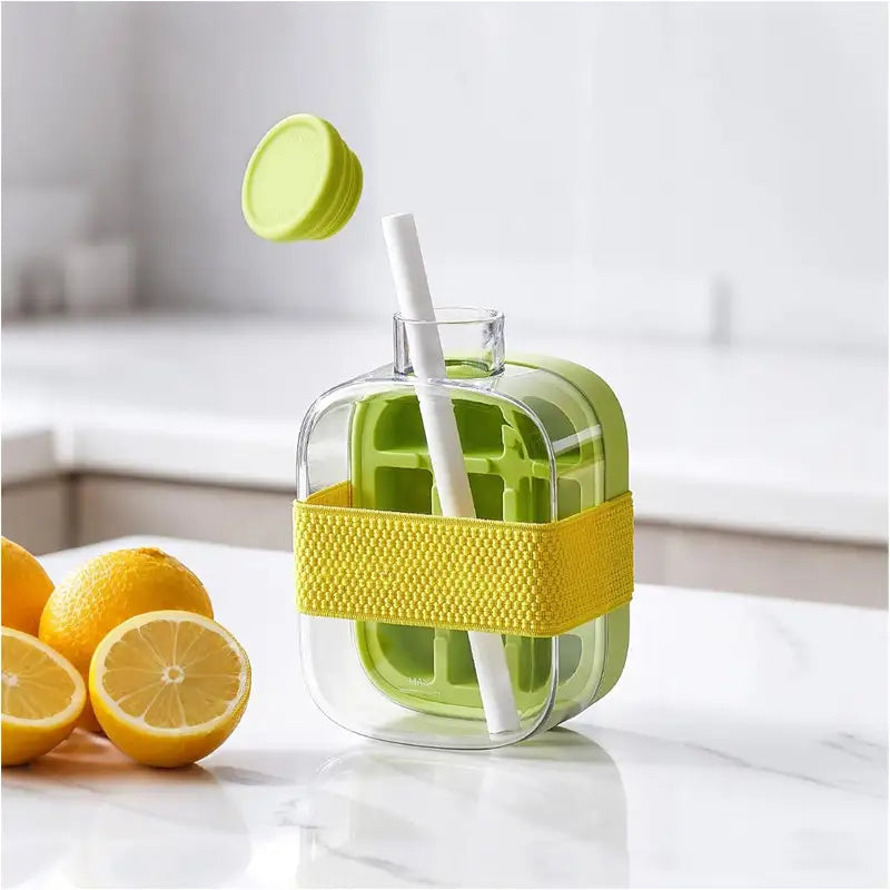 🧊 [500 ml] aparat 2 în 1 pentru preparare rapidă a gheții｜tăviță pentru cuburi + sticlă de apă, indispensabil vara ✨