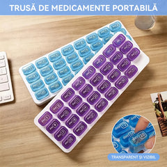 Organizator Lunar de Pastile 31 de Zile, Cutie Medicamente Compartimentată și Detașabilă, Casetă Transparentă cu Numere pentru Bătrâni și Călătorii