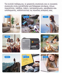 💥🏕️ Radio portabil multifuncțional — cu lanternă de urgență + radio AM + hard disk Bluetooth + multiple efecte sonore