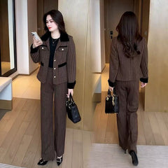 🔥【Jachetă + Pantaloni】Set modern de damă, cu pantaloni largi și palton din lână, care modelează și subțiază silueta
