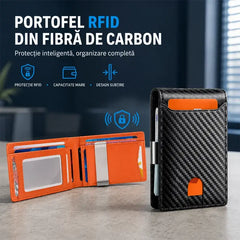 👝 Portofel bărbătesc modern din fibră de carbon — protecție RFID împotriva scanării neautorizate