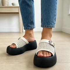 👡 papuci noi de vară cu design împletit și talpă groasă