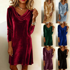 🔥 【Noua colecție】 🔥 Rochie de damă elegantă, din catifea, cu decolteu drapat