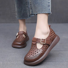Pantofi Ortopedici de Vară din Piele Naturală: Design Decupat și Aerisit, Ameliorează Durerea de Picioare, Talpă Ergonomică Flexibilă