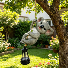 Lampă Solară Decorativă pentru Grădină, Decorațiune Suspendată Figurine Animale (Koala, Iepure, Veveriță), Lumină LED Caldă Impermeabilă