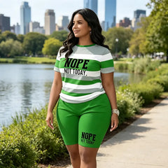 【Creat Special pentru Femeile Plus Size】Set Casual cu Imprimeu în Dungi