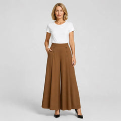 【M-5XL】Pantaloni eleganți, plisați, cu talie înaltă și croială largă, pentru femei