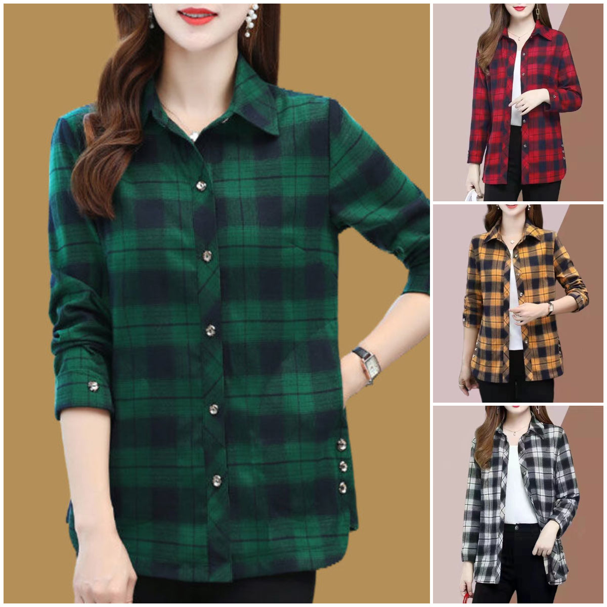 【🎁【XL-5XL】】💕Νέα μοντέρνα και ευέλικτα φθινοπωρινά καρό πουκάμισα για γυναίκες