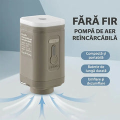 Pompă Electrică Portabilă 2-în-1 pentru Umflare și Dezgonire – Cu 5 Duze Diferite, pentru Saltele, Piscine și Camping, Funcție Lumină