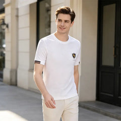 🐎Tricou bărbătesc premium cu broderie "cal de luptă" – ușor și respirabil, cu senzație răcoroasă ca mătasea de gheață