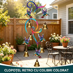 🐦🔔Clopoțel de vânt cu colibri pictat și clopoței din bronz, în stil retro