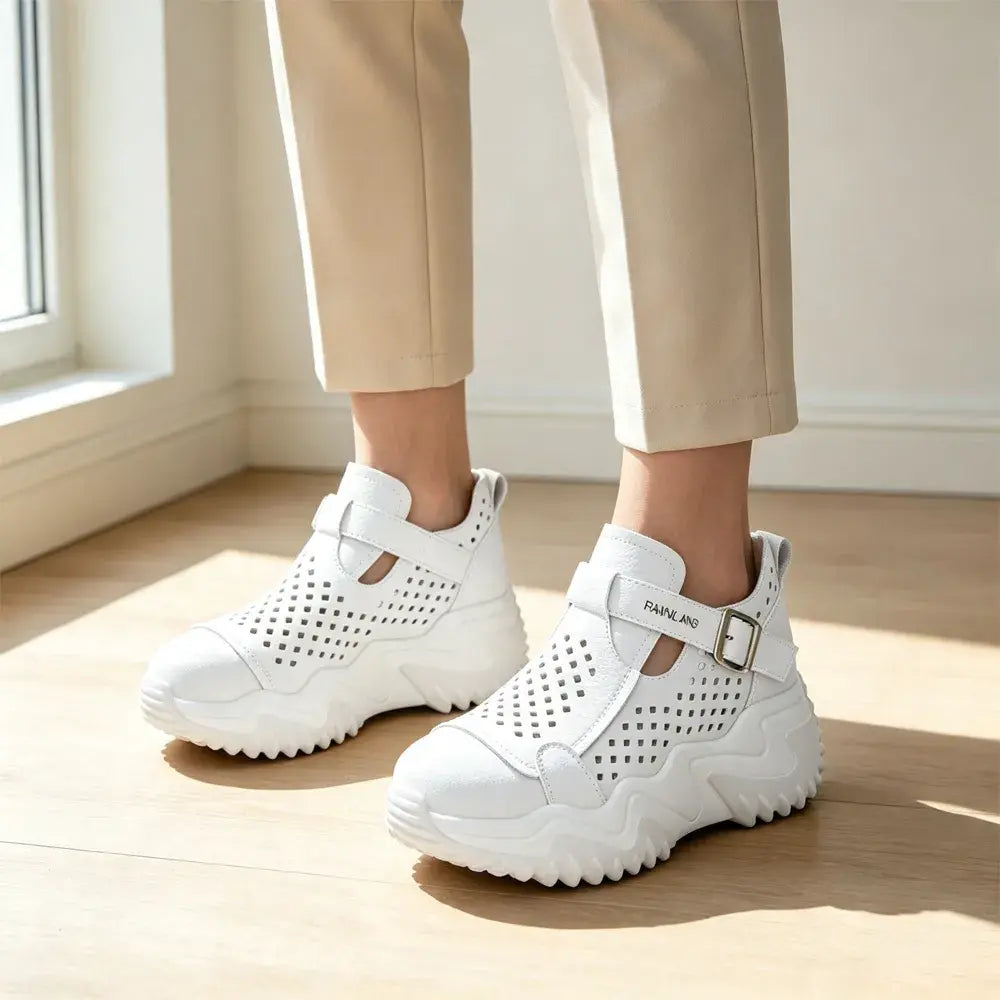 【Efect de înălțare invizibil】Pantofi casual eleganți, perforați, respirabili și confortabili