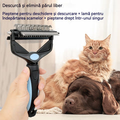 🐕🐈 Perie Multifuncțională 3-în-1 pentru Descâlcirea și Îndepărtarea Părului de Animale: Pieptene Eficient pentru Câini și Pisici