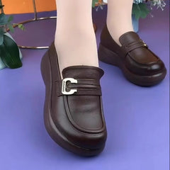 🏆【Vânzări mari】Pantofi retro din piele naturală cu talpă groasă, vârf rotund, care nu rănesc piciorul