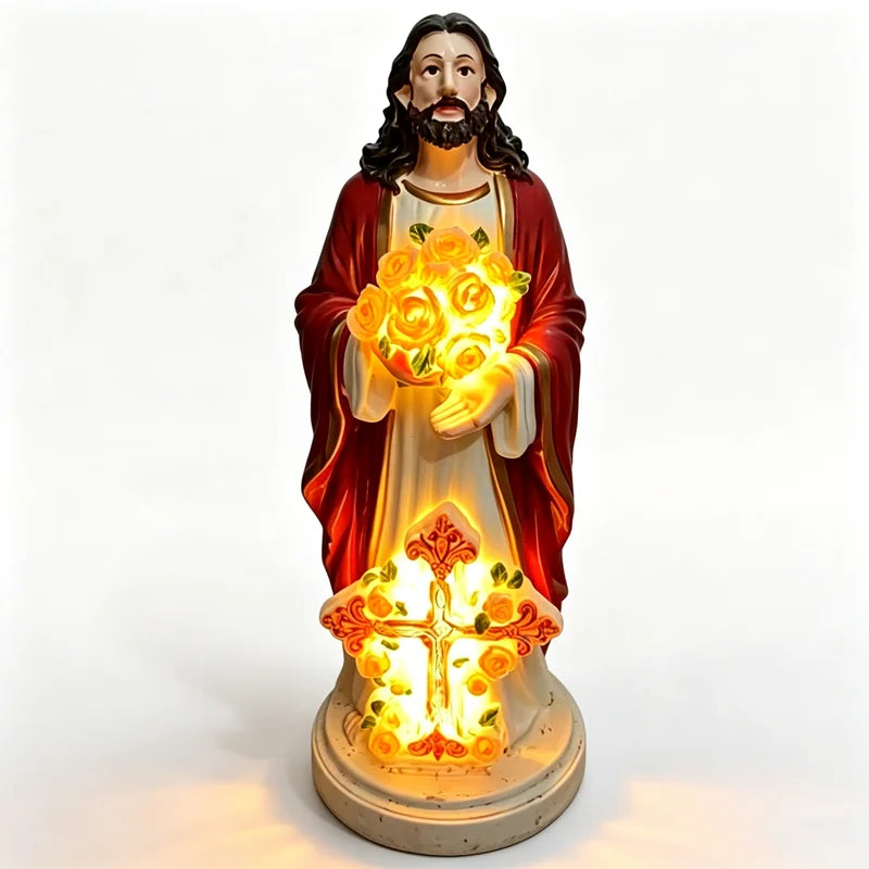🙏Adu binecuvântarea și lumina sfântă în casa ta!  Statuetele cu Isus și Maria care luminează cald.